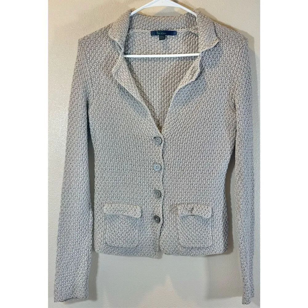 Boden Lightweight Chunky Knit Gray Cottagecore Cardigan Sweater Women's 8US